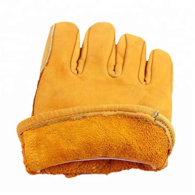 Yellow Cowhide Leather Tear Resistant Planting Digging Gardening Gloves-07