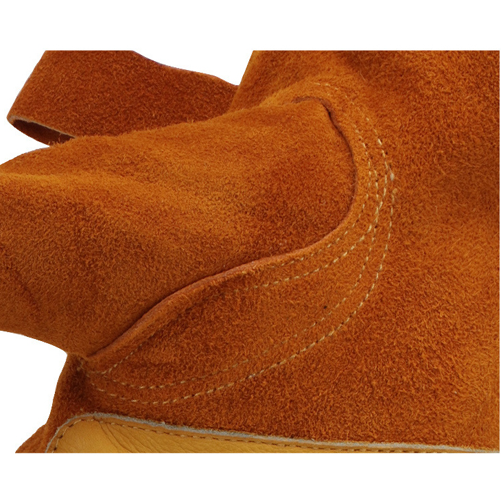 Wear Resistant Elastic Wrist Brown Cowhide Driver Leather Work Gloves