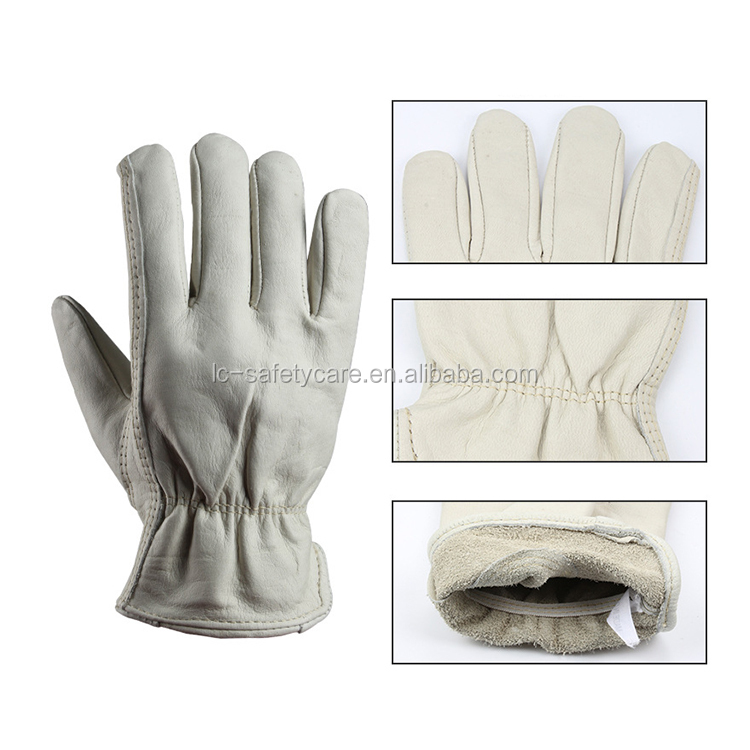 Driver Professional White Cow Grain Leather Working Gloves