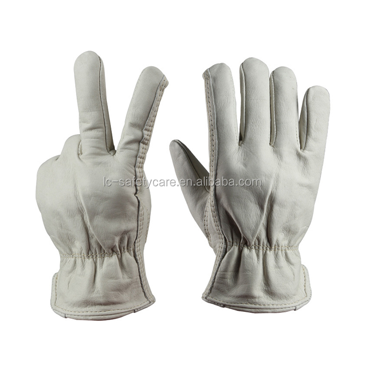 Driver Professional White Cow Grain Leather Working Gloves