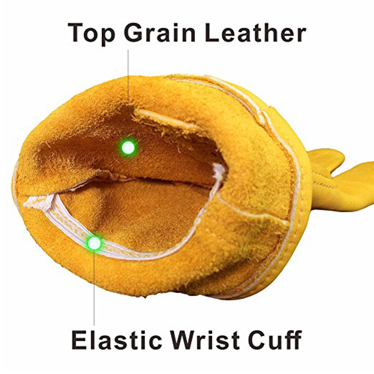 Yellow Cowhide Leather Tear Resistant Planting Digging Gardening Gloves-06