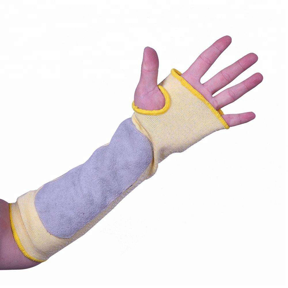 Nchedo ogwe aka Slash na mkpịsị aka ukwu Cut Resistant Sleeves Arm Glove na akpụkpọ anụ akwadoro