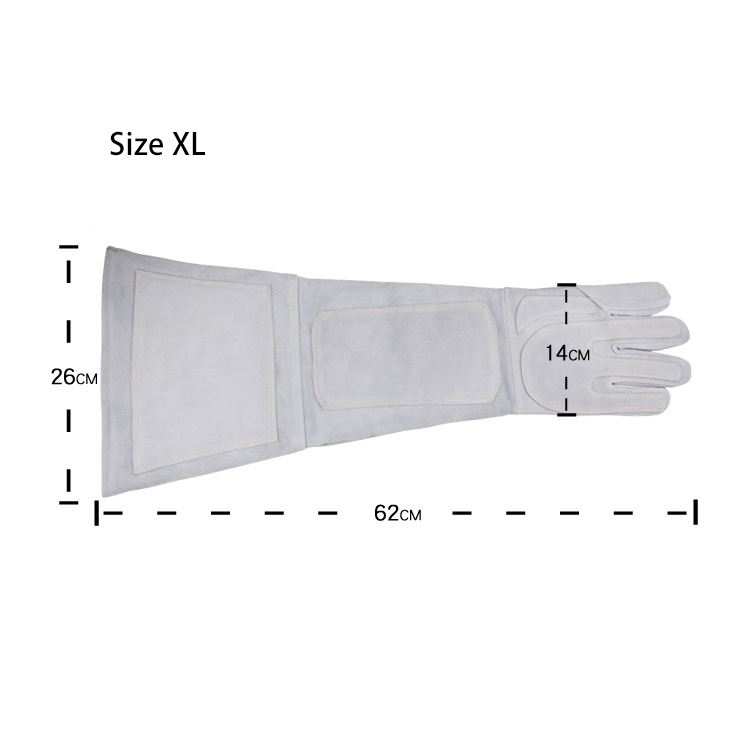 Isikhumba Sesikhumba Senkomo I-Suede I-Falconry Glove Isikhumba Esigcwele Isikhumba Esiqiniswe Emuva I-Palm Anti-Heatproof Anti-Bite Manusi (4)