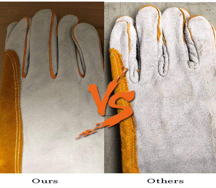 Kakovostne varilne rokavice iz govejega usnja, odporne na ureznine, Welder-04