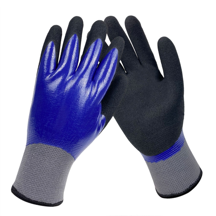I-Latex Rubber Ehlanganisiwe Ephindwe Kabili Ye-PPE Protection Glove
