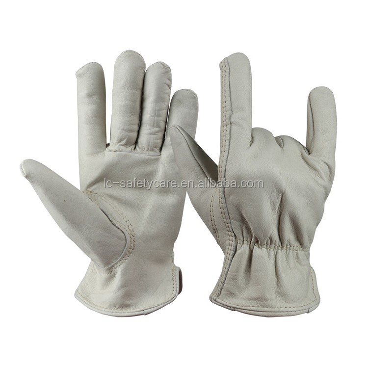 Driver Professional White Cow Grain Leather ຖົງມືເຮັດວຽກ