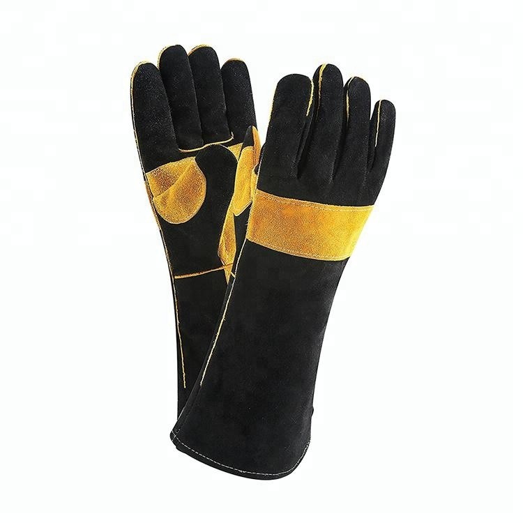 Mănuși pentru sudare din piele, fără crom, galben negru