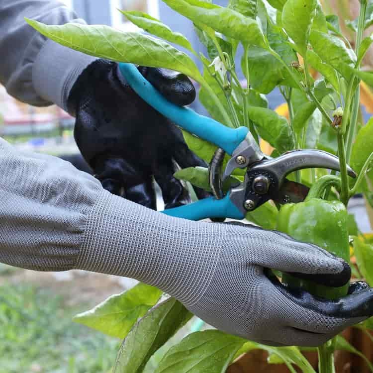 Lengan Panjang 13g Polyester Rajutan Sarung Tangan Berkebun Non Slip Sarung Tangan Kerja Safety Tahan Lama