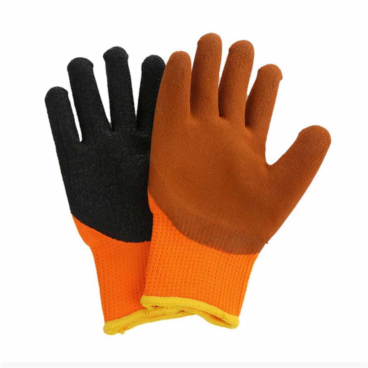 Махрові трикотажні рукавички з латексним покриттям проти ковзання, теплі зимові будівельні захисні термічні робочі рукавички