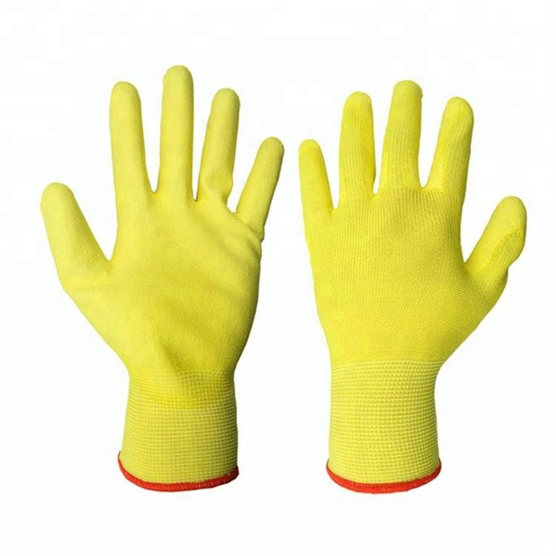 13 Gauge Nyeupe Polyester PU Palm Coated Gloves Kazi