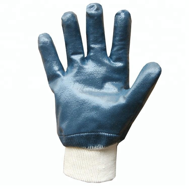 Blue Nitrile Coated Oil Resistant Working Gloves Water Proof