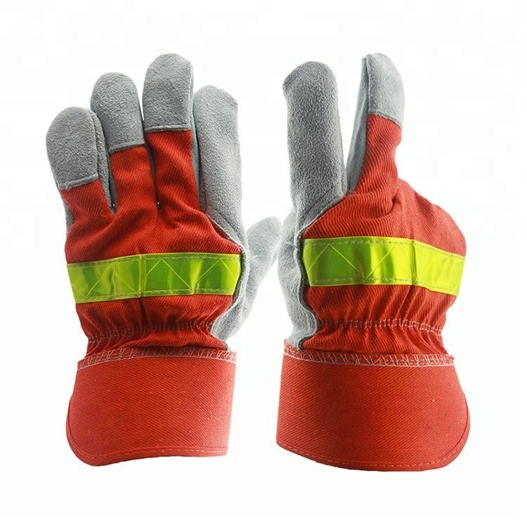 OEM евтини работни ръкавици от цепена кожа от червен гръб
