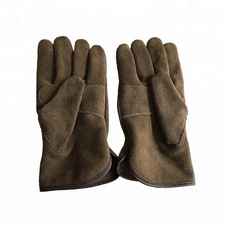 Labing maayo nga Custom Outdoor Work Construction Driving Brown Leather Gloves luva de couro masculino