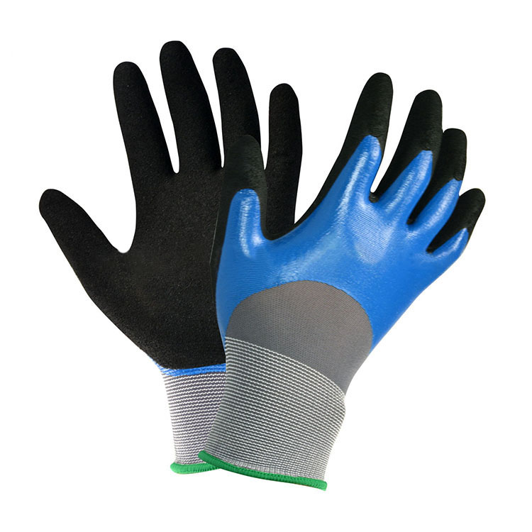 13Gauge e sa keneleng Metsi e Smooth Sandy Nitrile Palm Coated Gloves Home Sebelisa liatlana tsa Tšireletso tse tšoarellang