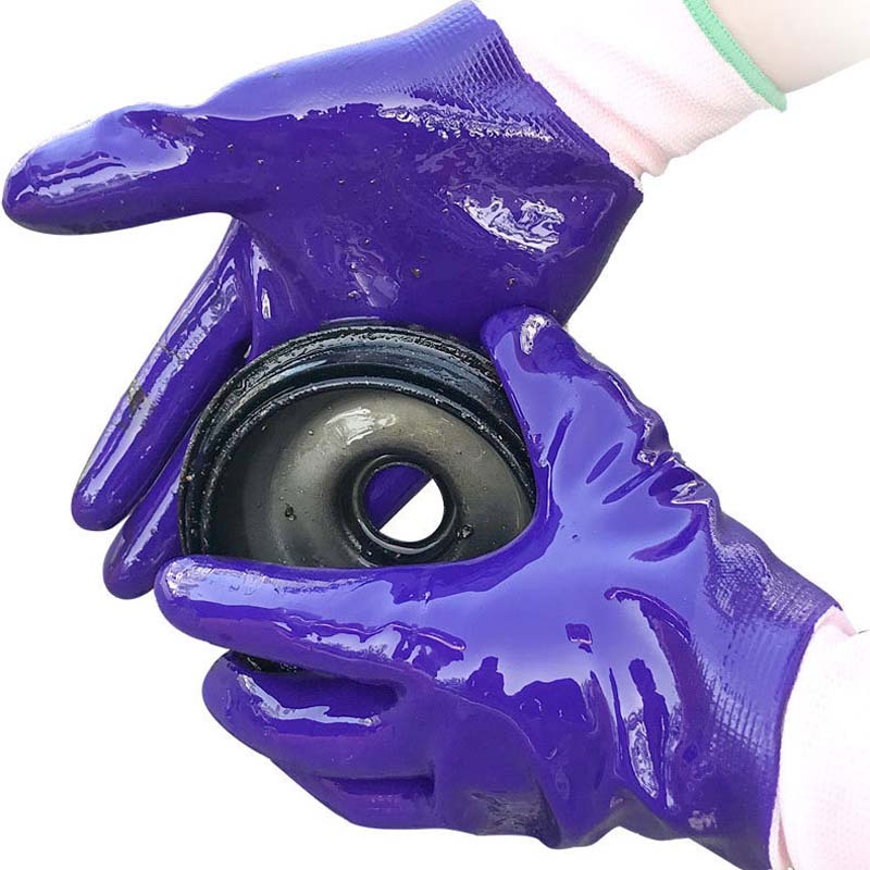 13g полиестер OEM лилав цвят нитрил с пълно покритие работни ръкавици