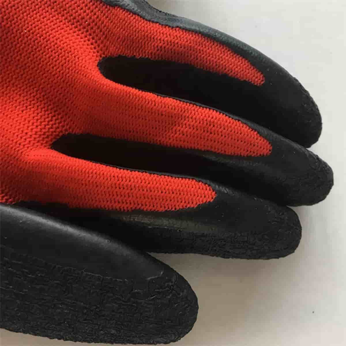 13 Gauge polyesterové krčené rukavice potiahnuté latexom