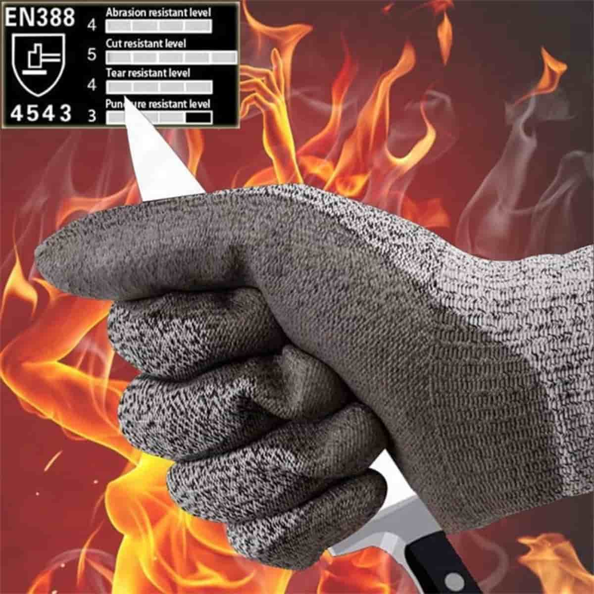 13 Gauge HPPE Cut Resistant Grey PU Coated Gloves for Working Protect