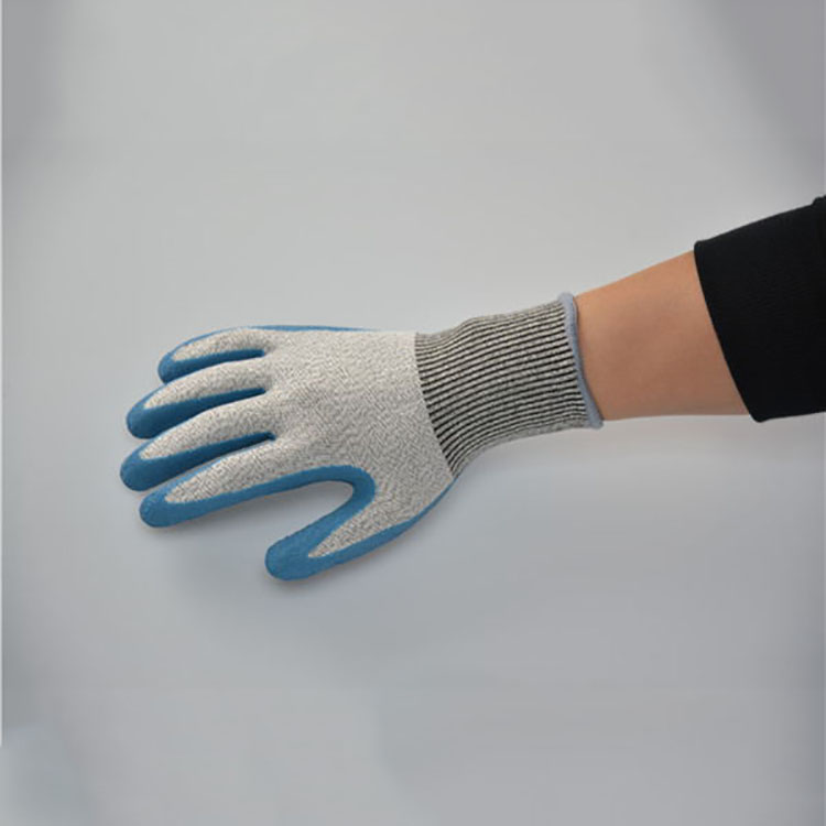13 Gauge Cut Resistant Blue Latex Palm Coated Working Glove