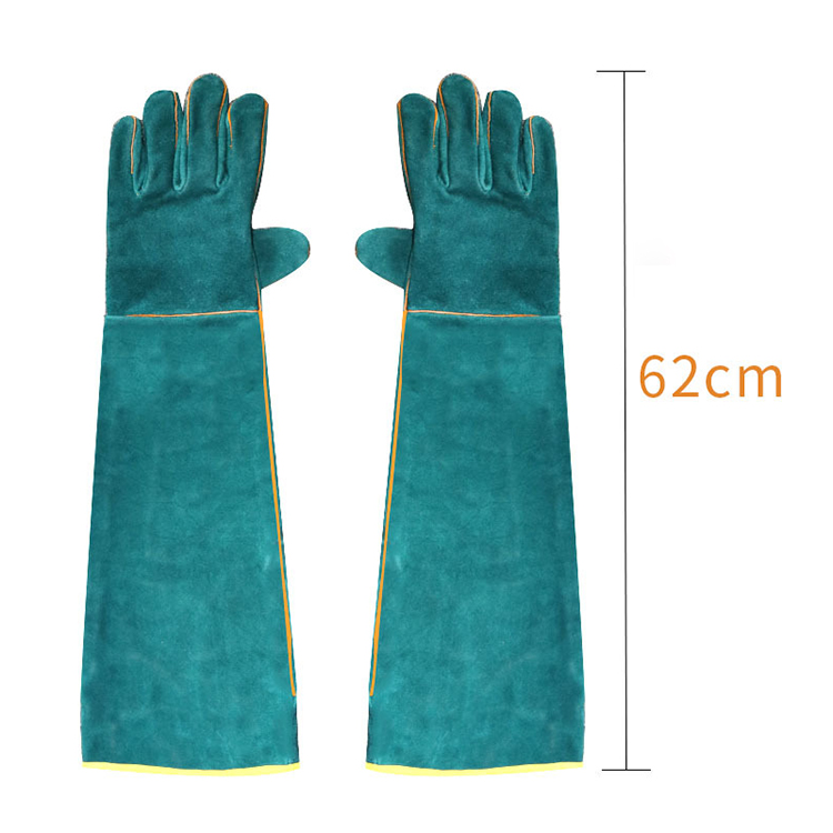 60 cm lederen bijtbestendige handschoen voor dierenbehandeling hond hagedis slang vangen anti-bijthandschoenen